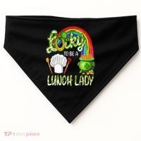 Lucky To Be A Lunch Lady St Patrick's Day USA-Made Doggie Bandana thumb 0
