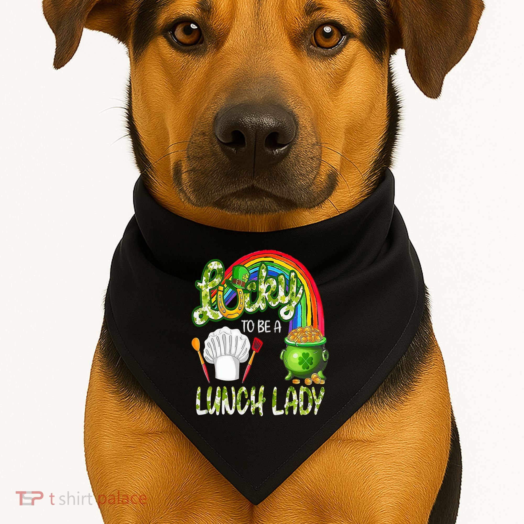 Lucky To Be A Lunch Lady St Patrick's Day USA-Made Doggie Bandana