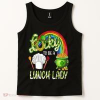 Lucky To Be A Lunch Lady St Patrick's Day Tank Top thumb 2