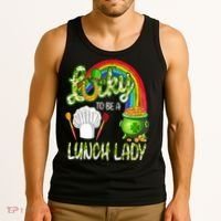 Lucky To Be A Lunch Lady St Patrick's Day Tank Top thumb 3
