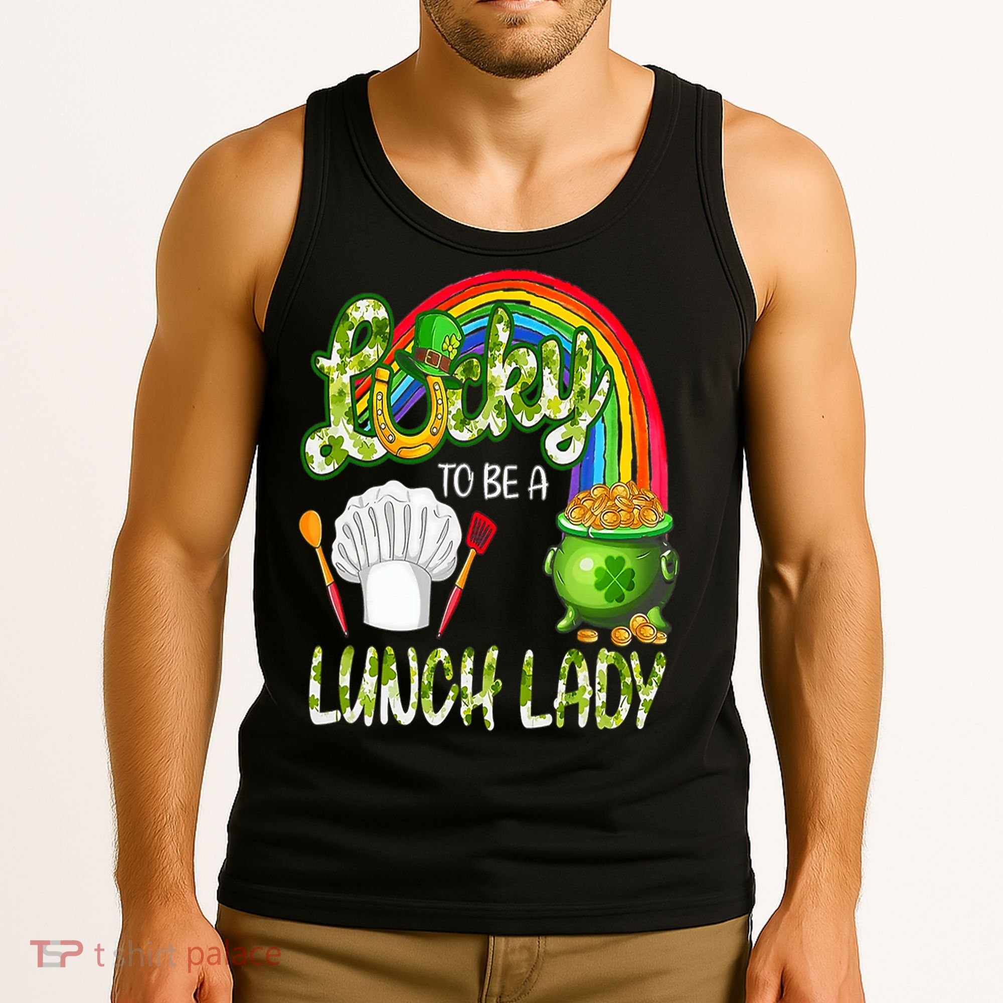 Lucky To Be A Lunch Lady St Patrick's Day Tank Top
