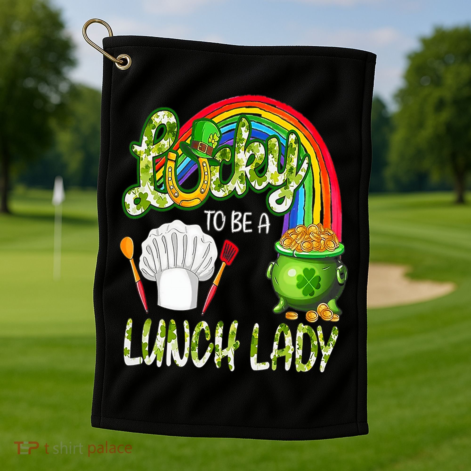 Lucky To Be A Lunch Lady St Patrick's Day Golf Towel