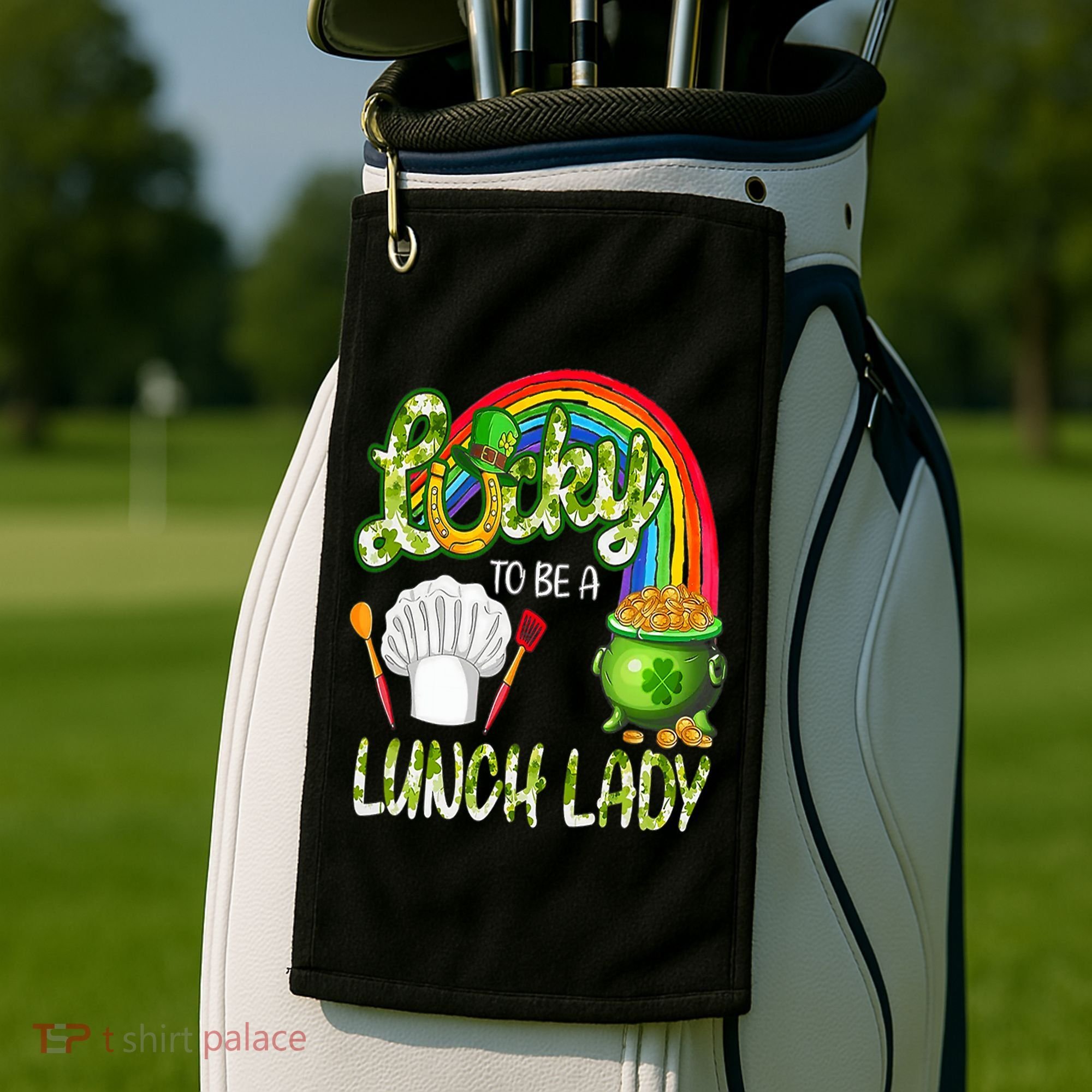 Lucky To Be A Lunch Lady St Patrick's Day Golf Towel