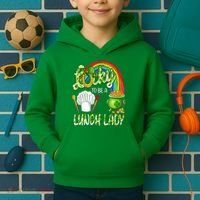 Lucky To Be A Lunch Lady St Patrick's Day Kids Hoodie thumb 2