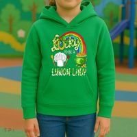 Lucky To Be A Lunch Lady St Patrick's Day Kids Hoodie thumb 3
