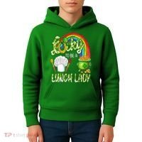 Lucky To Be A Lunch Lady St Patrick's Day Kids Hoodie thumb 4