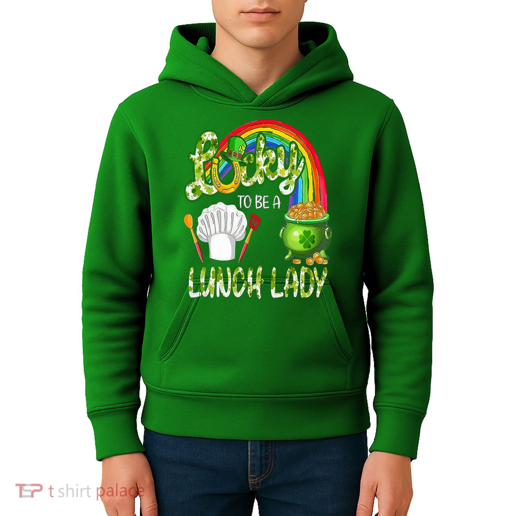 Lucky To Be A Lunch Lady St Patrick's Day Kids Hoodie