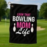 Livin That Bowling Mom Life Cool Retro Cool Gift Present Gift Golf Towel thumb 1
