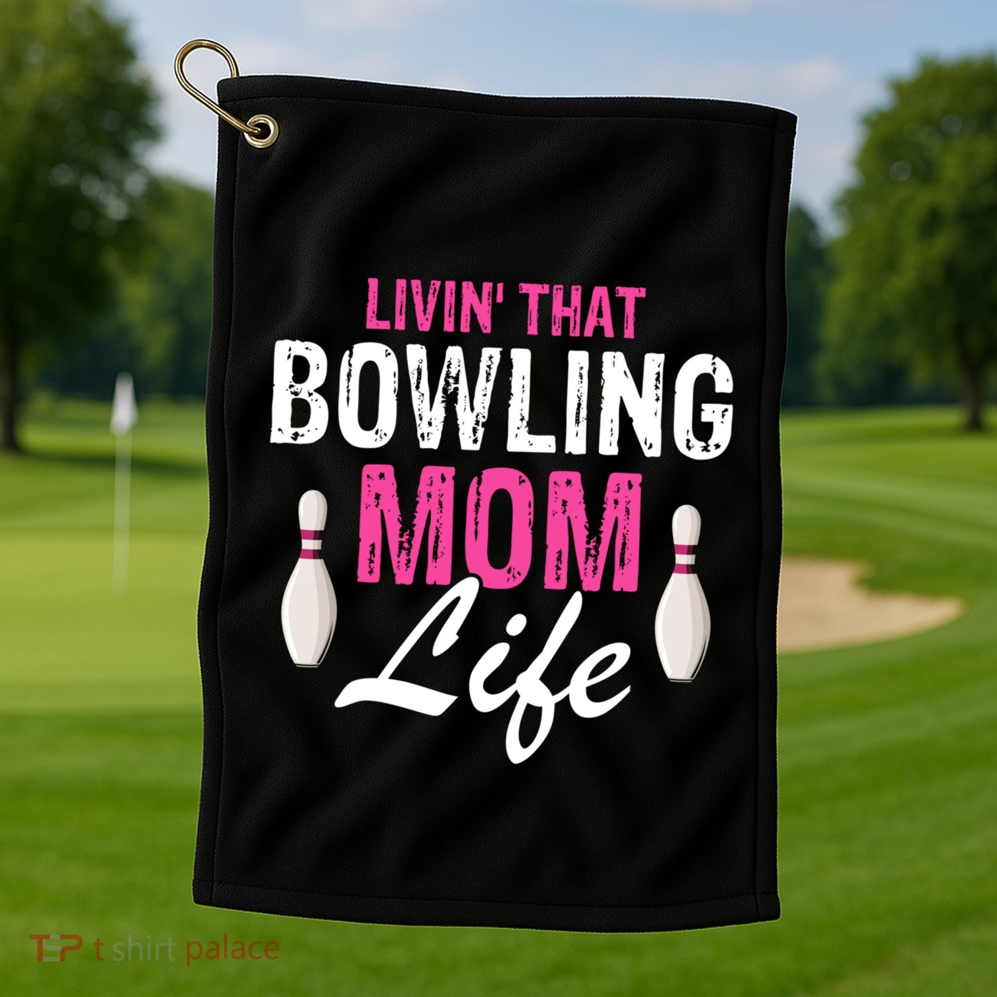 Livin That Bowling Mom Life Cool Retro Cool Gift Present Gift Golf Towel