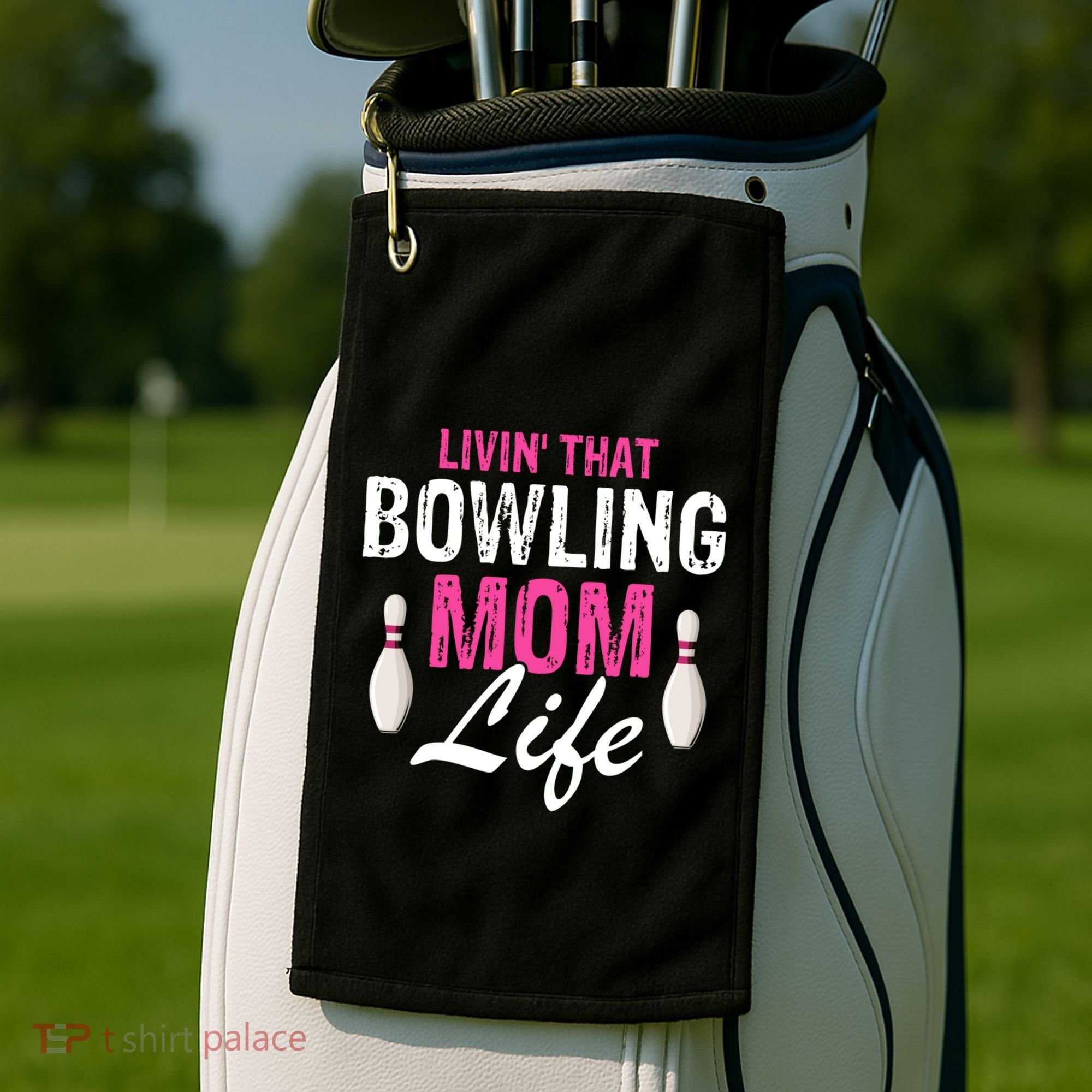 Livin That Bowling Mom Life Cool Retro Cool Gift Present Gift Golf Towel