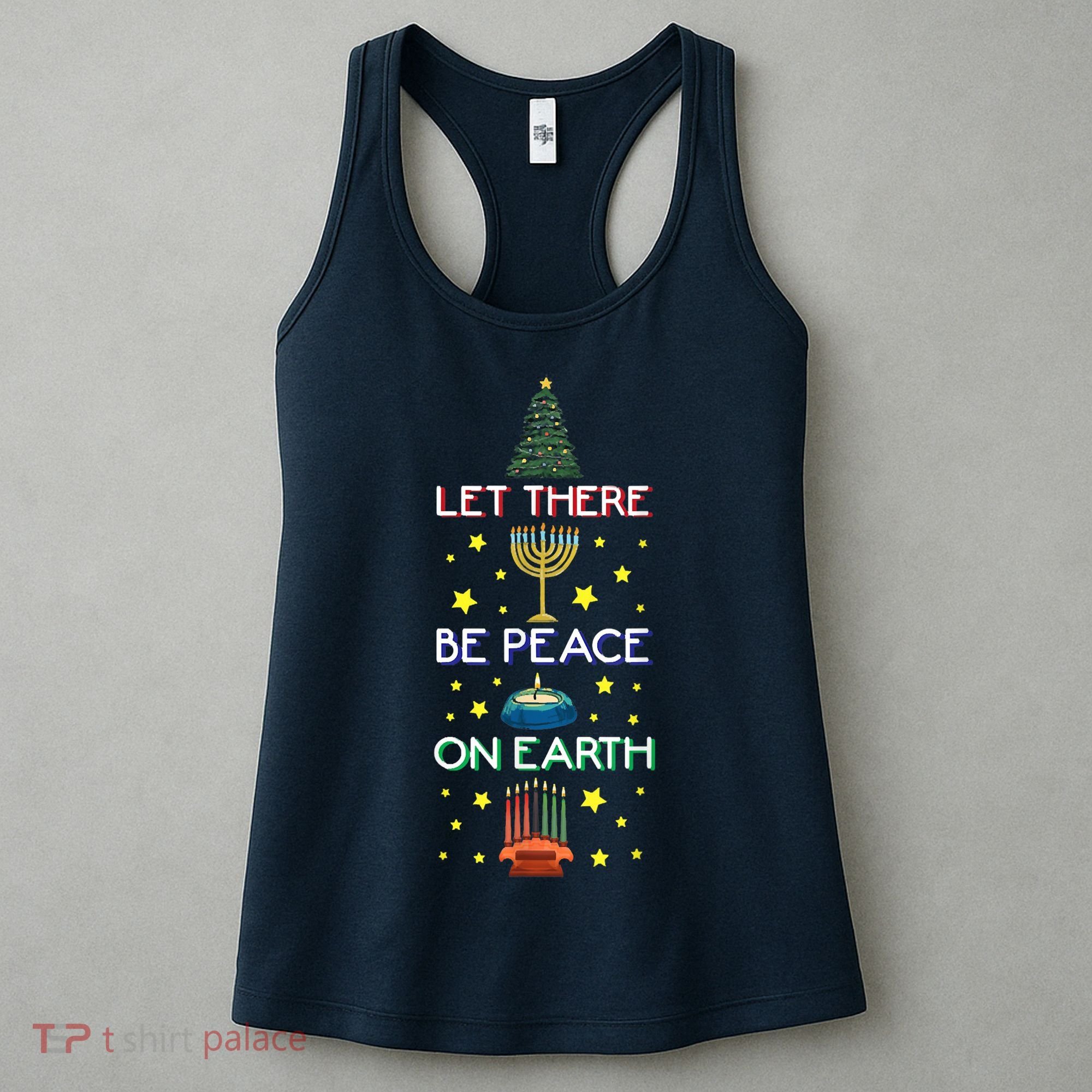 Let There Be Peace On Earth, Jewish Christmas Hanukkah Tees Women's Tank Top