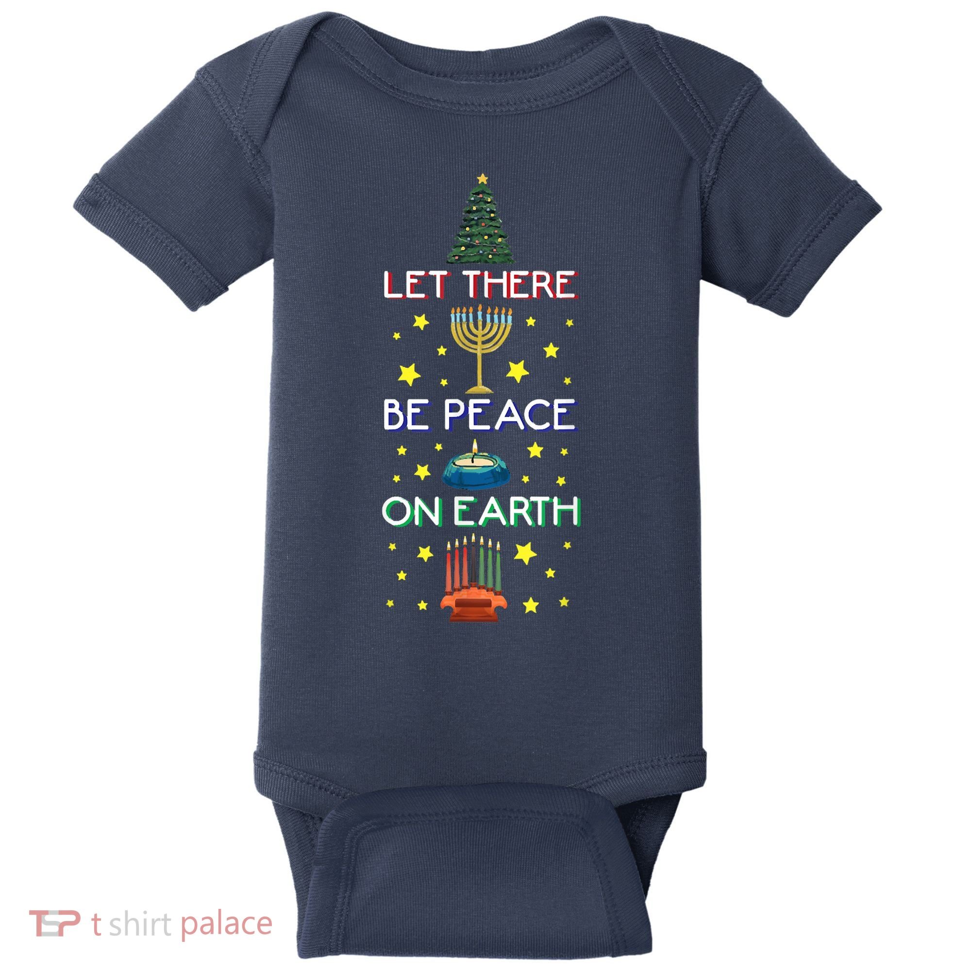 Let There Be Peace On Earth, Jewish Christmas Hanukkah Tees Baby Bodysuit