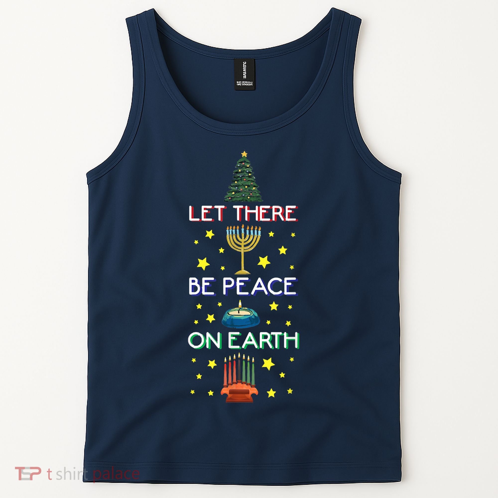 Let There Be Peace On Earth, Jewish Christmas Hanukkah Tees Tank Top