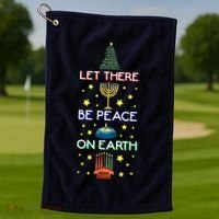 Let There Be Peace On Earth, Jewish Christmas Hanukkah Tees Golf Towel thumb 1