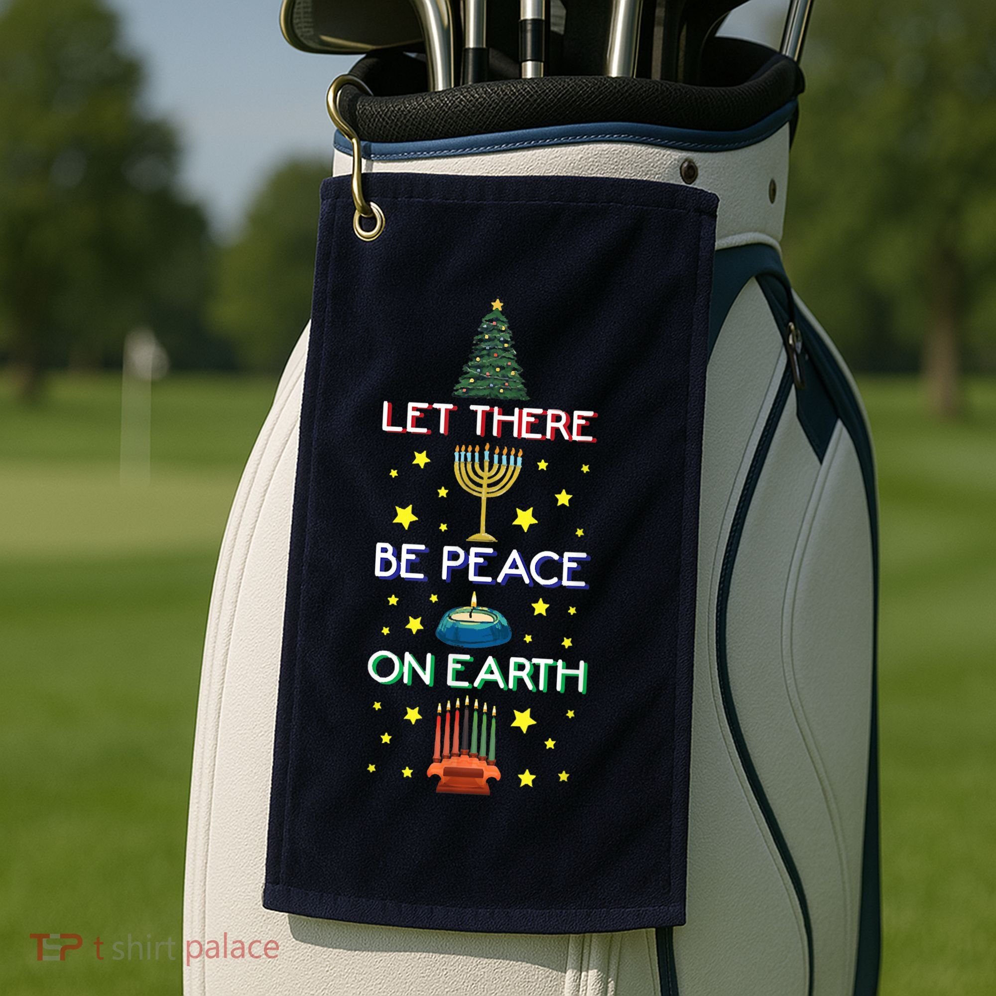 Let There Be Peace On Earth, Jewish Christmas Hanukkah Tees Golf Towel
