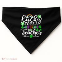 Lucky To Be A 4th Grade Teacher Gift Funny St Patricks Day Funny Gift USA-Made Doggie Bandana thumb 0