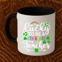 Lucky To Be A 4th Grade Teacher Gift Funny St Patricks Day Funny Gift Coffee Mug thumb 2