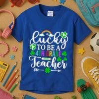 Lucky To Be A 4th Grade Teacher Gift Funny St Patricks Day Funny Gift Kids T-Shirt thumb 3