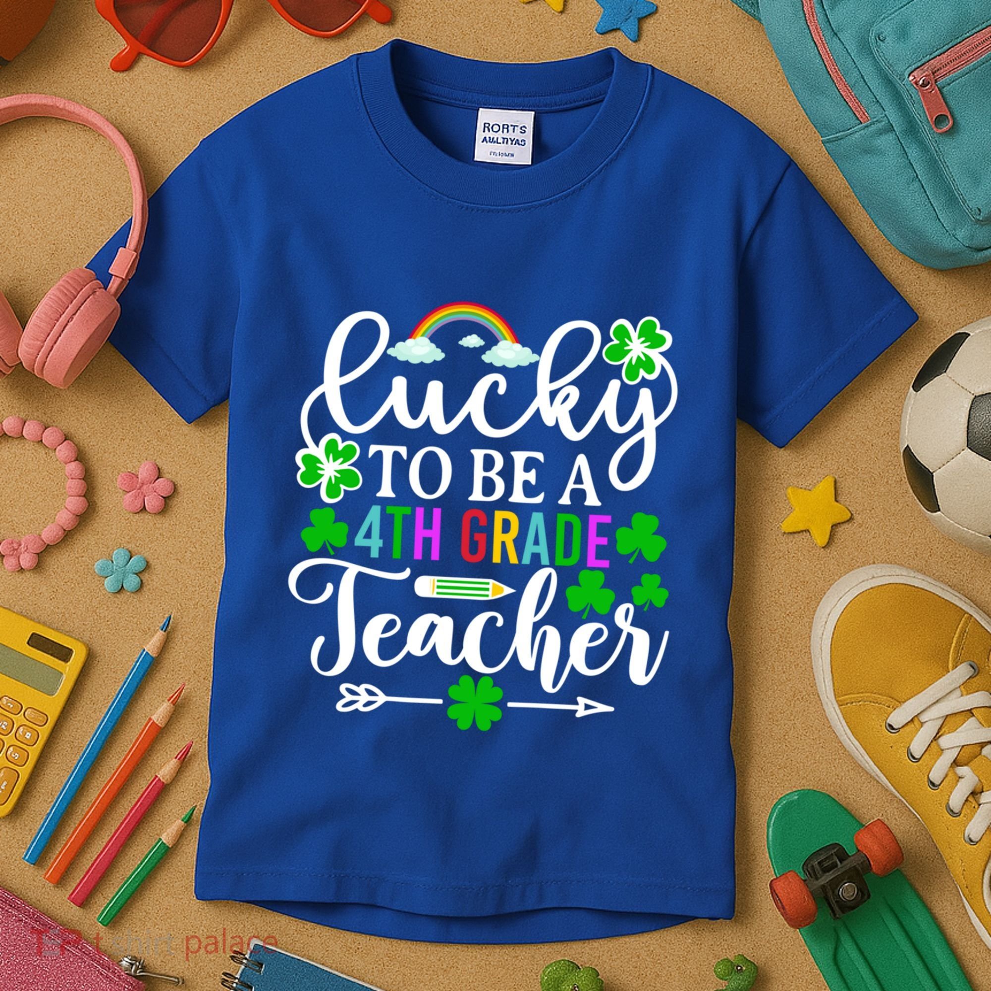 Lucky To Be A 4th Grade Teacher Gift Funny St Patricks Day Funny Gift Kids T-Shirt