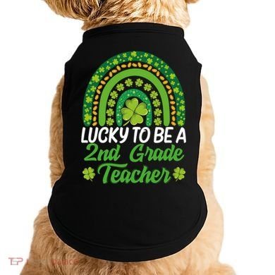 Lucky To Be 2nd Grade Teacher Rainbow St PatrickS Day Meaningful Gift Doggie Tank
