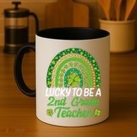 Lucky To Be 2nd Grade Teacher Rainbow St PatrickS Day Meaningful Gift Coffee Mug thumb 4