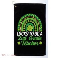 Lucky To Be 2nd Grade Teacher Rainbow St PatrickS Day Meaningful Gift Golf Towel thumb 0