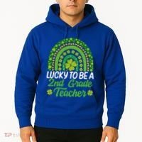 Lucky To Be 2nd Grade Teacher Rainbow St PatrickS Day Meaningful Gift Hoodie thumb 2