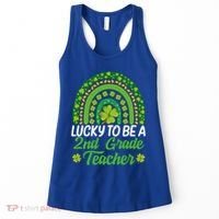 Lucky To Be 2nd Grade Teacher Rainbow St PatrickS Day Meaningful Gift Women's Tank Top thumb 0