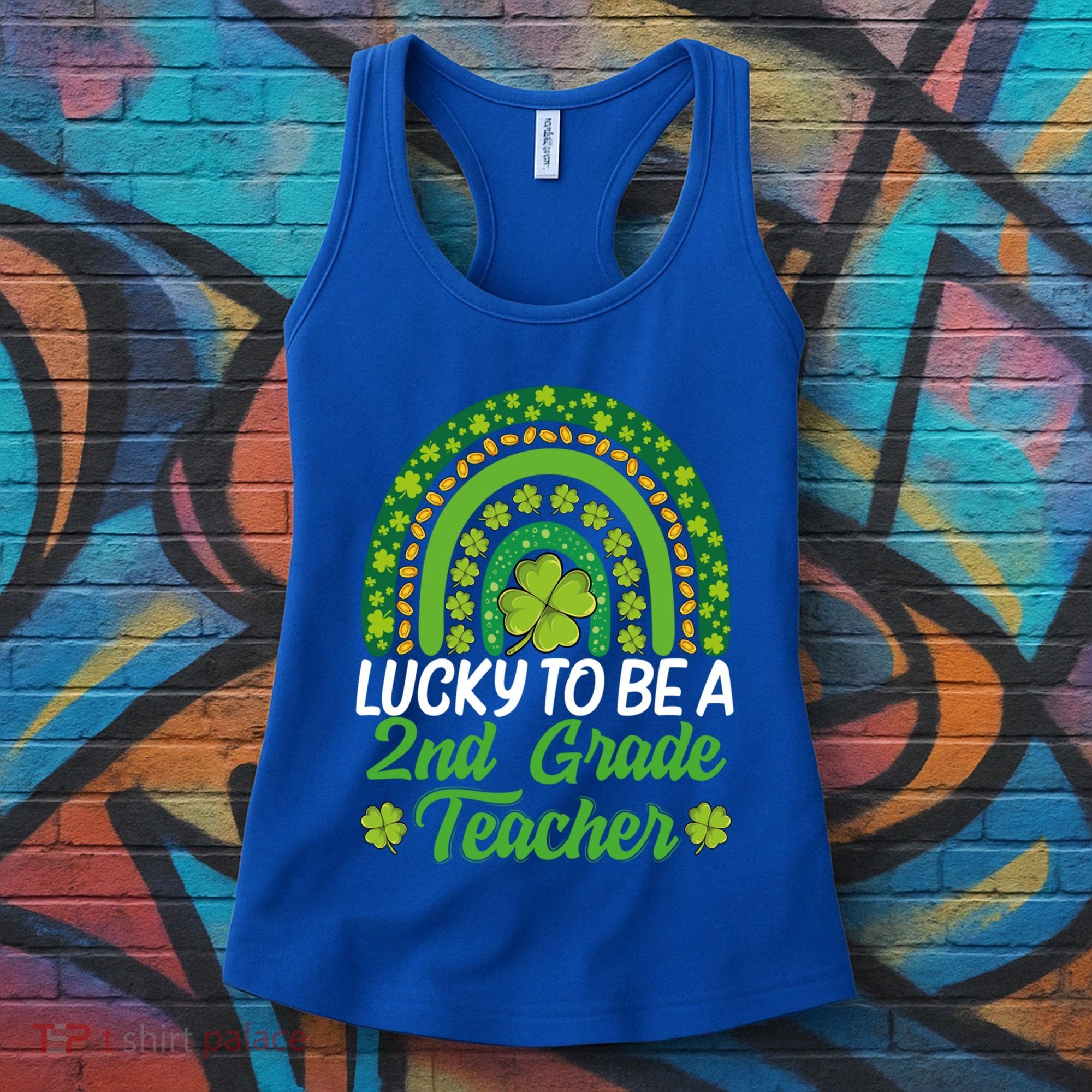 Lucky To Be 2nd Grade Teacher Rainbow St PatrickS Day Meaningful Gift Women's Tank Top