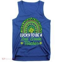Lucky To Be 2nd Grade Teacher Rainbow St PatrickS Day Meaningful Gift Tank Top thumb 0