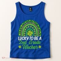 Lucky To Be 2nd Grade Teacher Rainbow St PatrickS Day Meaningful Gift Tank Top thumb 2