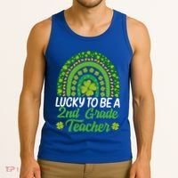Lucky To Be 2nd Grade Teacher Rainbow St PatrickS Day Meaningful Gift Tank Top thumb 3