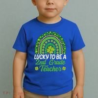 Lucky To Be 2nd Grade Teacher Rainbow St PatrickS Day Meaningful Gift Toddler T-Shirt thumb 2