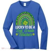 Lucky To Be 2nd Grade Teacher Rainbow St PatrickS Day Meaningful Gift Women's Long Sleeve Shirt thumb 0
