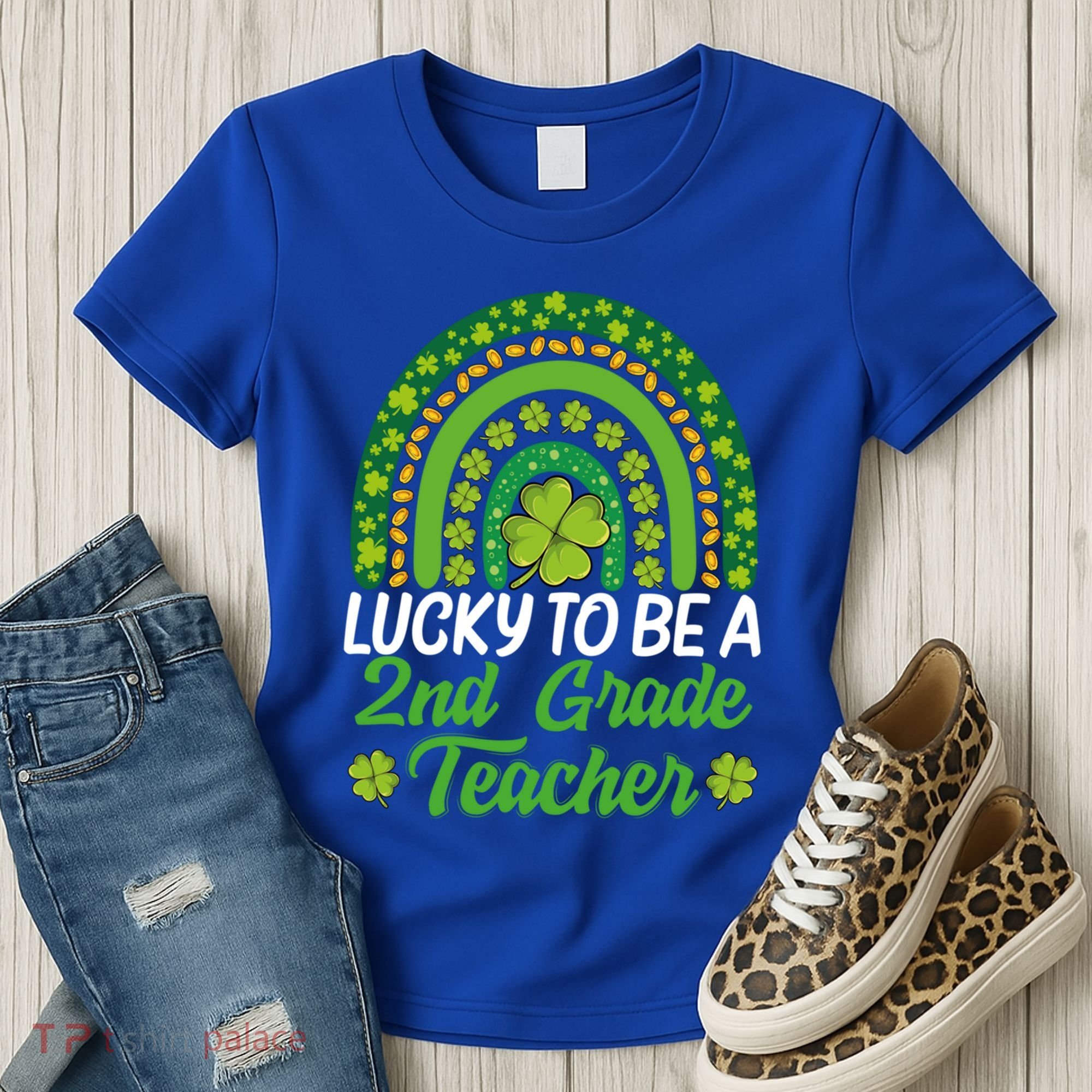 Lucky To Be 2nd Grade Teacher Rainbow St PatrickS Day Meaningful Gift Women's T-Shirt