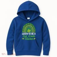 Lucky To Be 2nd Grade Teacher Rainbow St PatrickS Day Meaningful Gift Kids Hoodie thumb 0