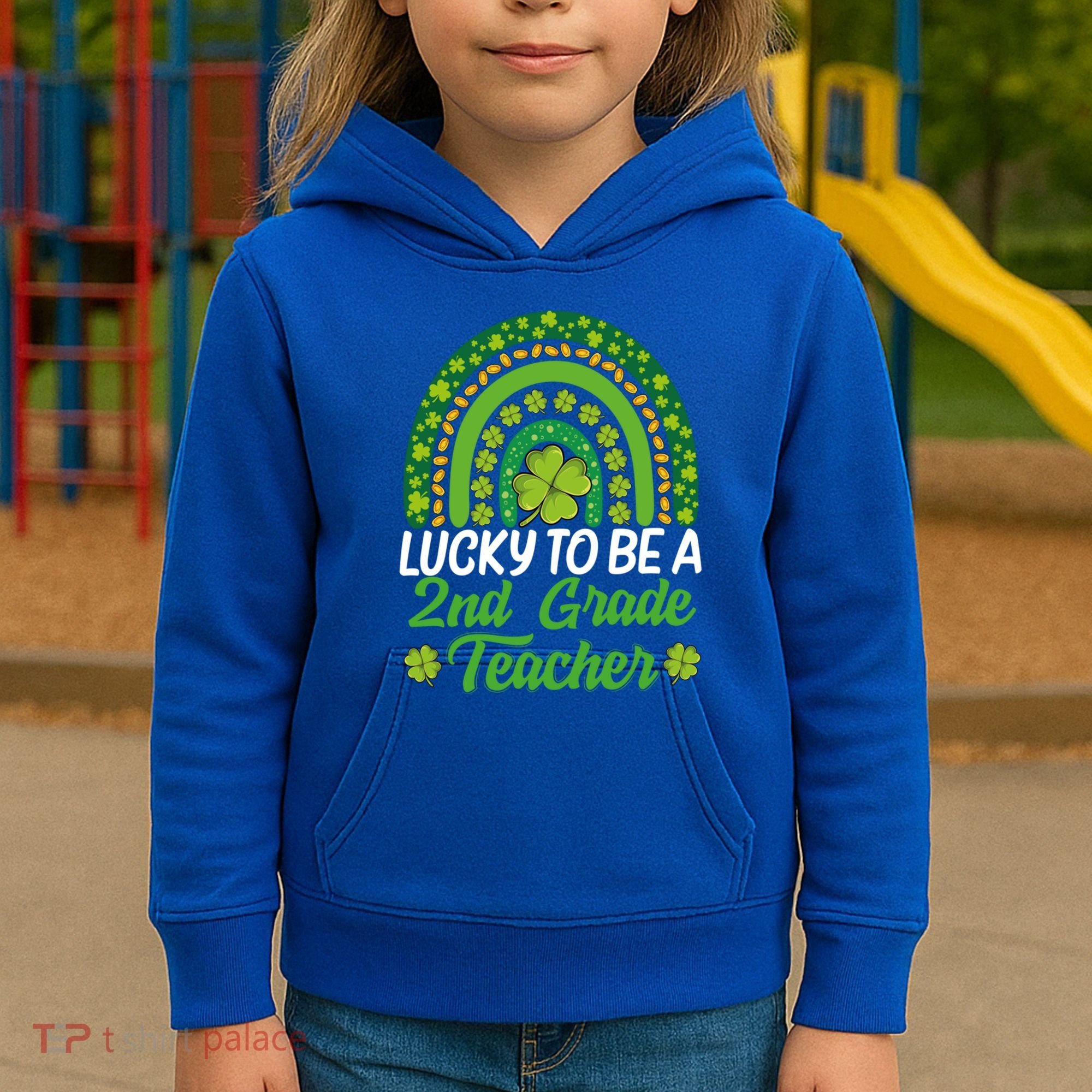 Lucky To Be 2nd Grade Teacher Rainbow St PatrickS Day Meaningful Gift Kids Hoodie