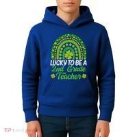 Lucky To Be 2nd Grade Teacher Rainbow St PatrickS Day Meaningful Gift Kids Hoodie thumb 4