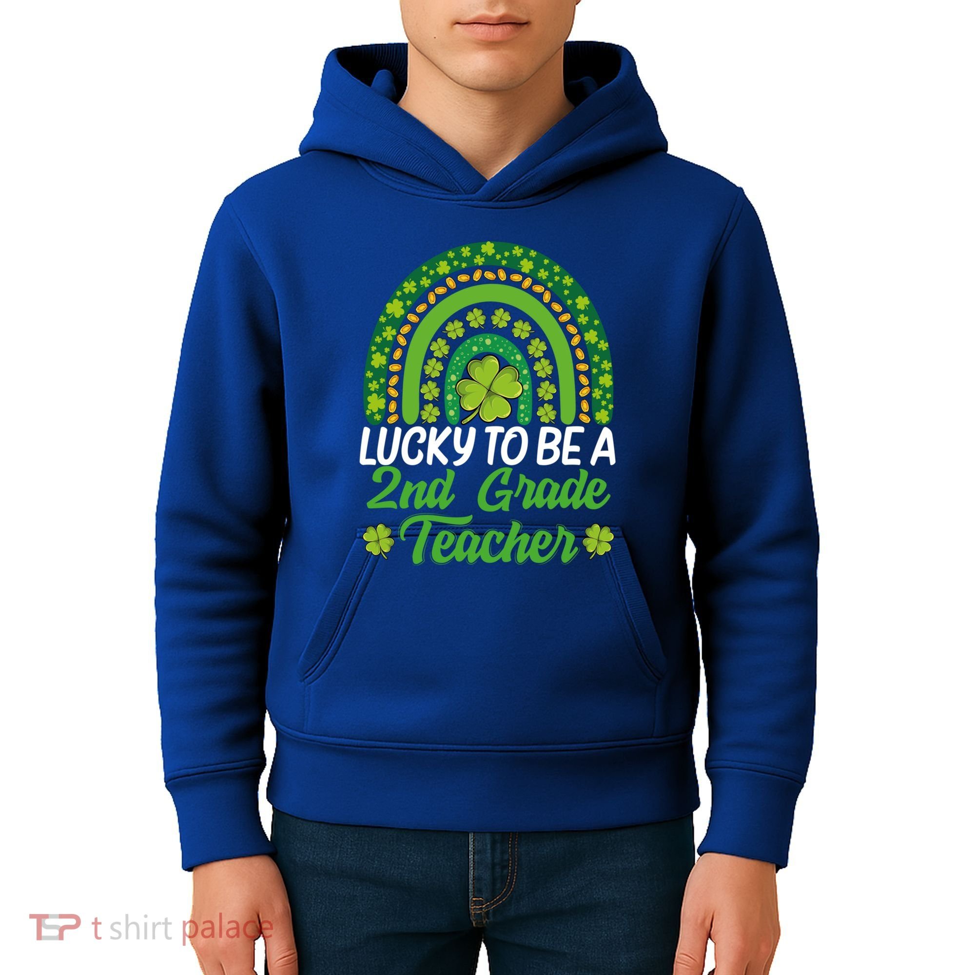 Lucky To Be 2nd Grade Teacher Rainbow St PatrickS Day Meaningful Gift Kids Hoodie