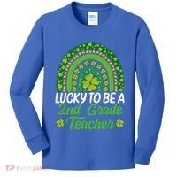 Lucky To Be 2nd Grade Teacher Rainbow St PatrickS Day Meaningful Gift Kids Long Sleeve Shirt thumb 0
