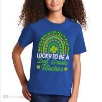 Lucky To Be 2nd Grade Teacher Rainbow St PatrickS Day Meaningful Gift Kids T-Shirt thumb 2