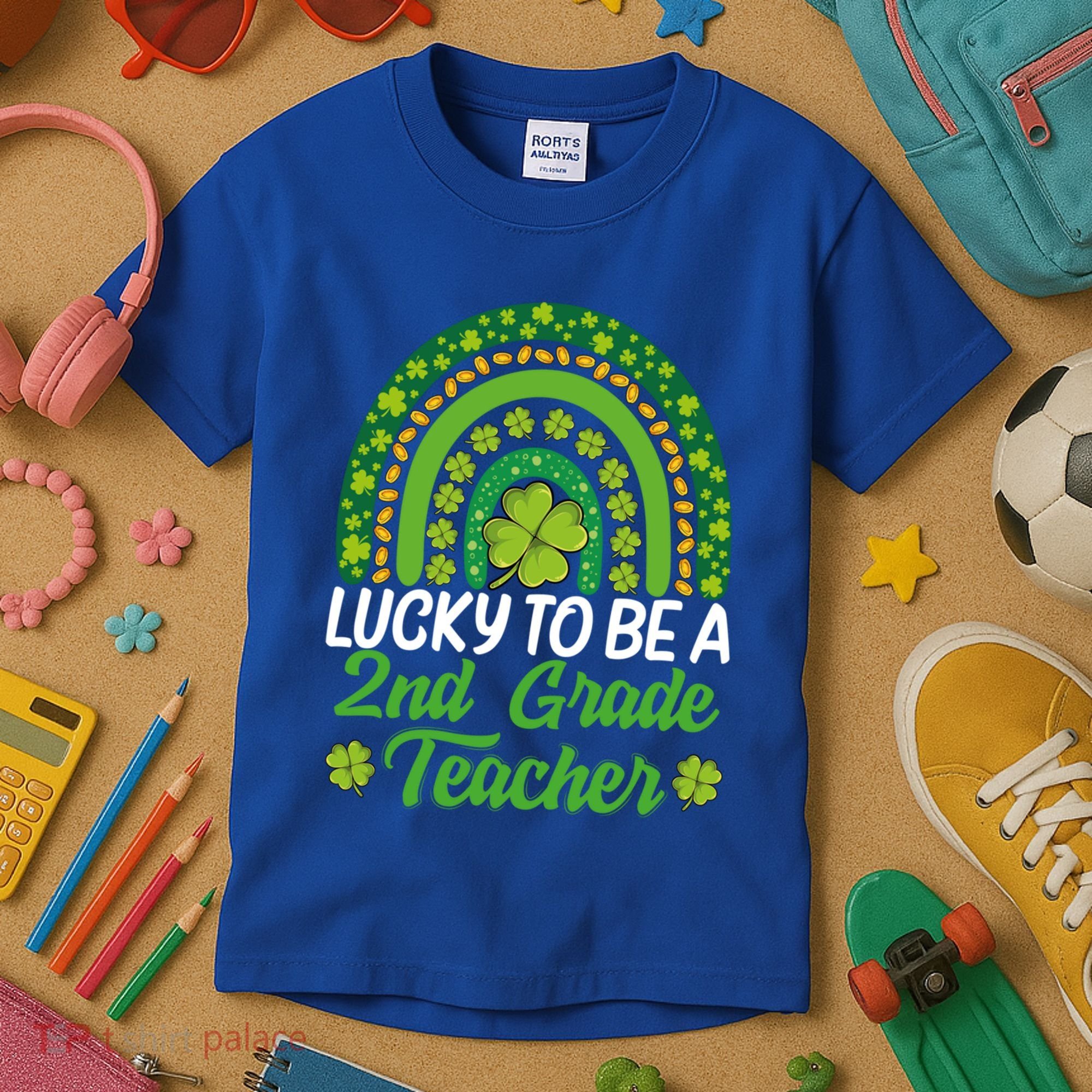 Lucky To Be 2nd Grade Teacher Rainbow St PatrickS Day Meaningful Gift Kids T-Shirt