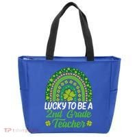 Lucky To Be 2nd Grade Teacher Rainbow St PatrickS Day Meaningful Gift Tote Bag thumb 0