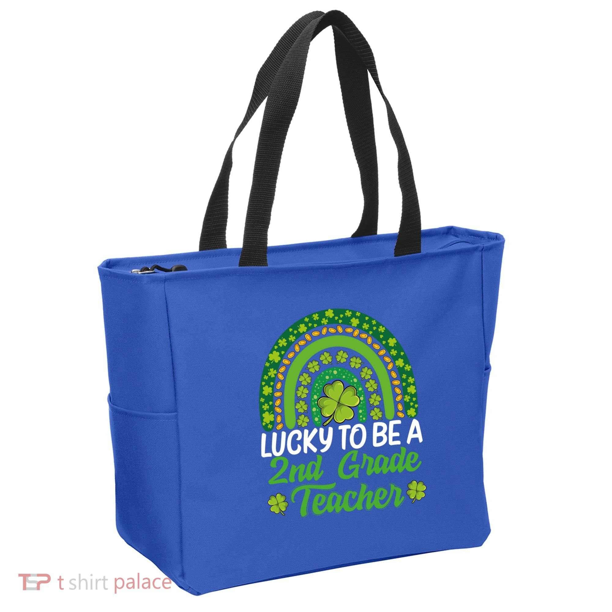 Lucky To Be 2nd Grade Teacher Rainbow St PatrickS Day Meaningful Gift Tote Bag