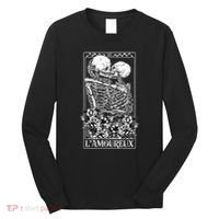 LAmoureux Tarot Card Skeleton Kissing Aesthetic Mystical Long Sleeve Shirt thumb 0