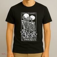 LAmoureux Tarot Card Skeleton Kissing Aesthetic Mystical T-Shirt thumb 3