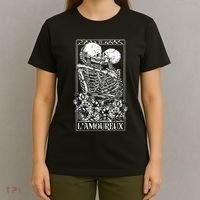 LAmoureux Tarot Card Skeleton Kissing Aesthetic Mystical T-Shirt thumb 4