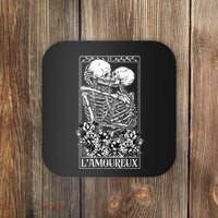LAmoureux Tarot Card Skeleton Kissing Aesthetic Mystical Coaster thumb 0