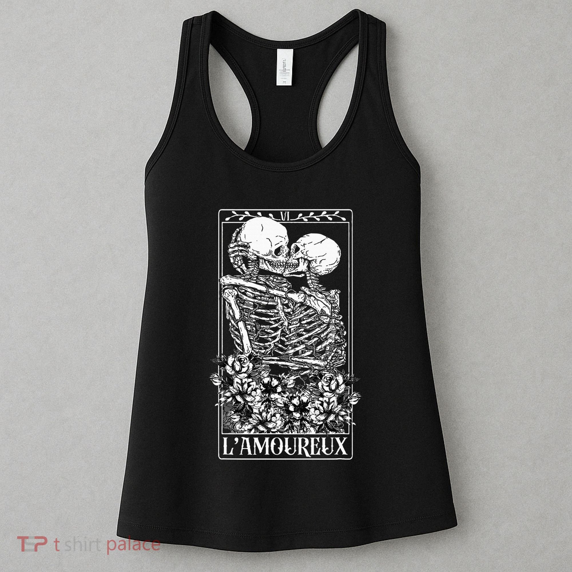 LAmoureux Tarot Card Skeleton Kissing Aesthetic Mystical Women's Tank Top