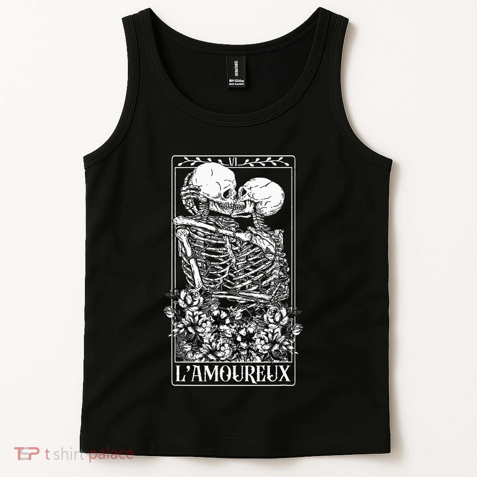 LAmoureux Tarot Card Skeleton Kissing Aesthetic Mystical Tank Top